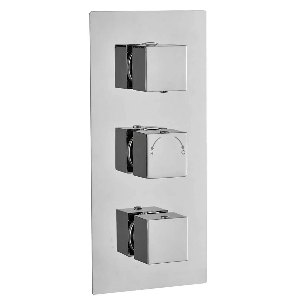 Astini Chrome Square Concealed Thermostatic 3 Way Shower Valve