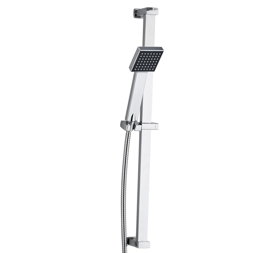 Astini Chrome Square Riser Shower Slide Rail Kit