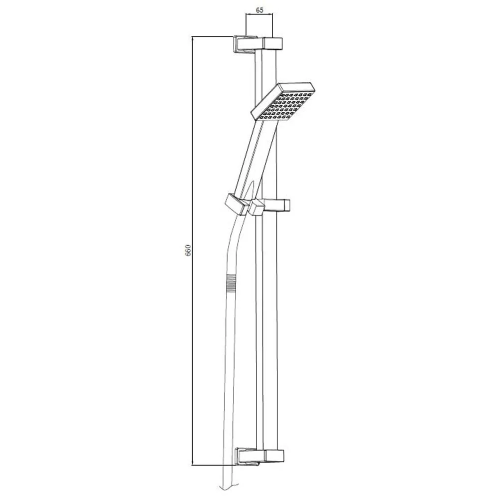 Astini Chrome Square Riser Shower Slide Rail Kit - Image 2
