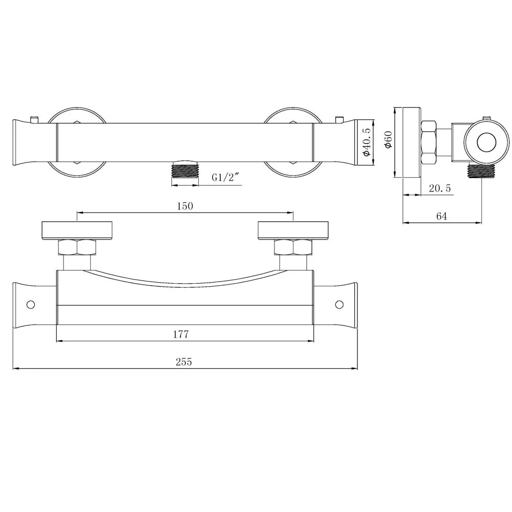Astini Chrome Thermostatic Bar Mixer Valve with Easy Fit (Oulet Down) - Image 2