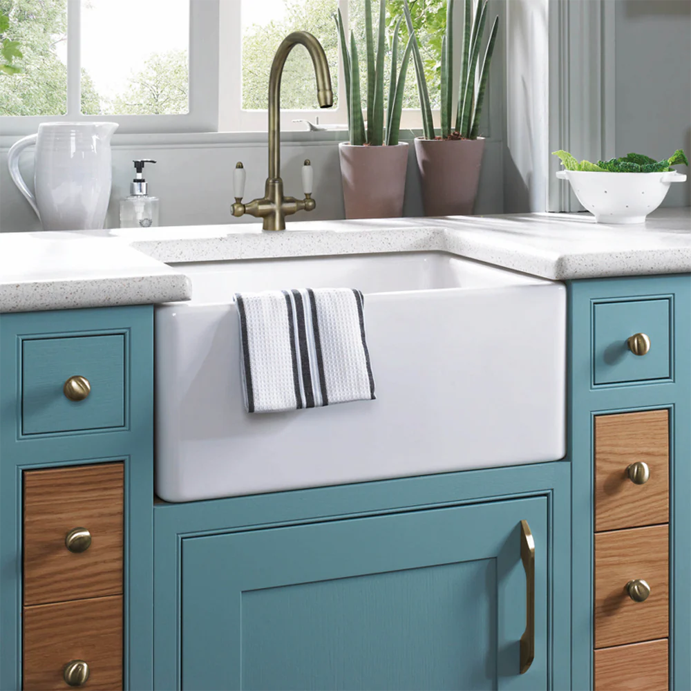 Astini Colonial Ceramic Handle Twin Lever Kitchen Mixer Tap in Classic Finishes - Image 9