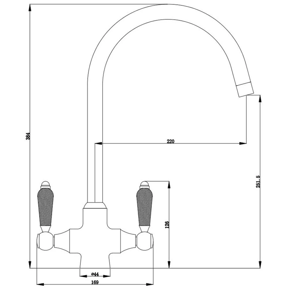 Astini Colonial Ceramic White Handle Twin Lever Kitchen Mixer Tap - Image 7
