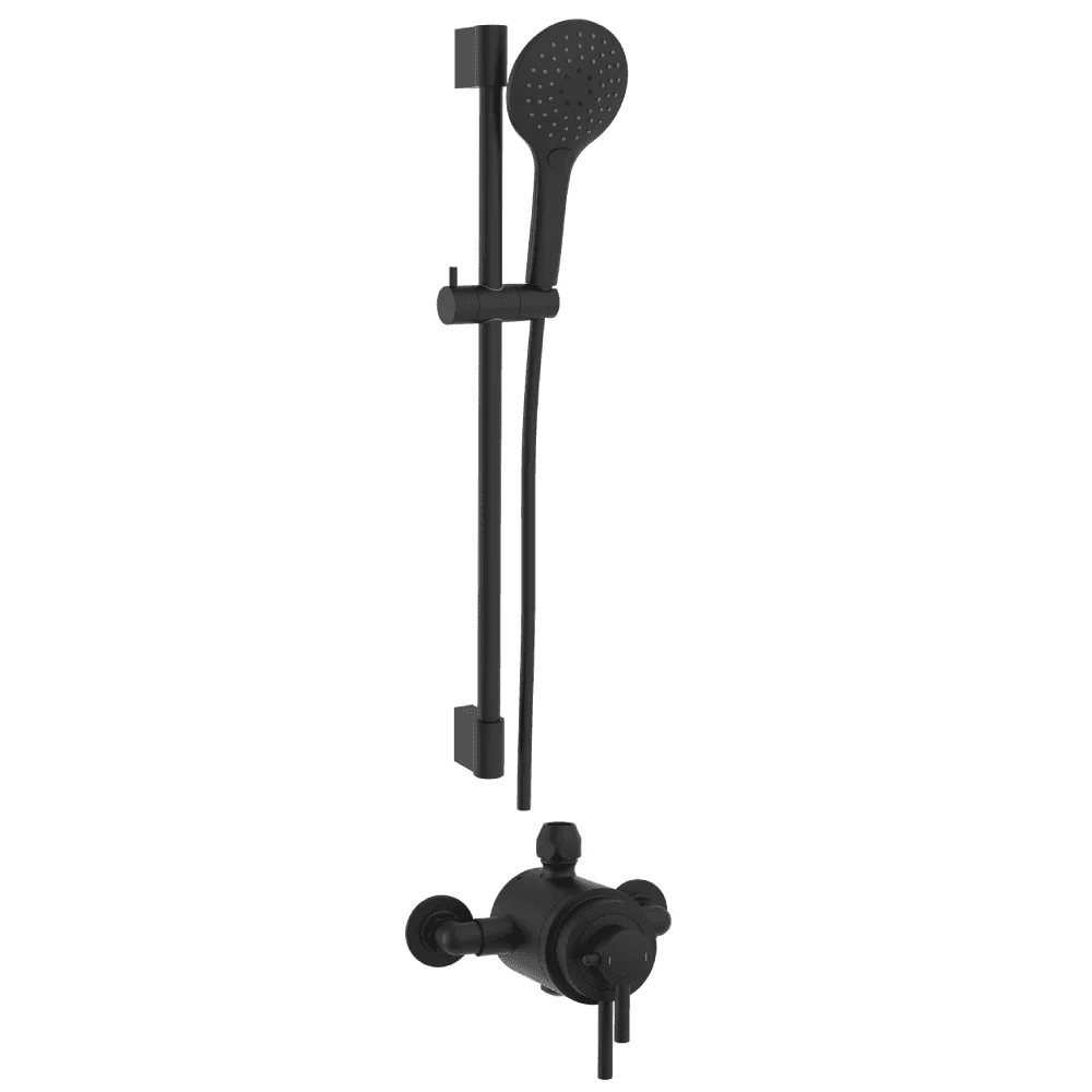 Astini Conwy Orca Black Concentric Dual Control Shower Valve & Riser Rail Kit