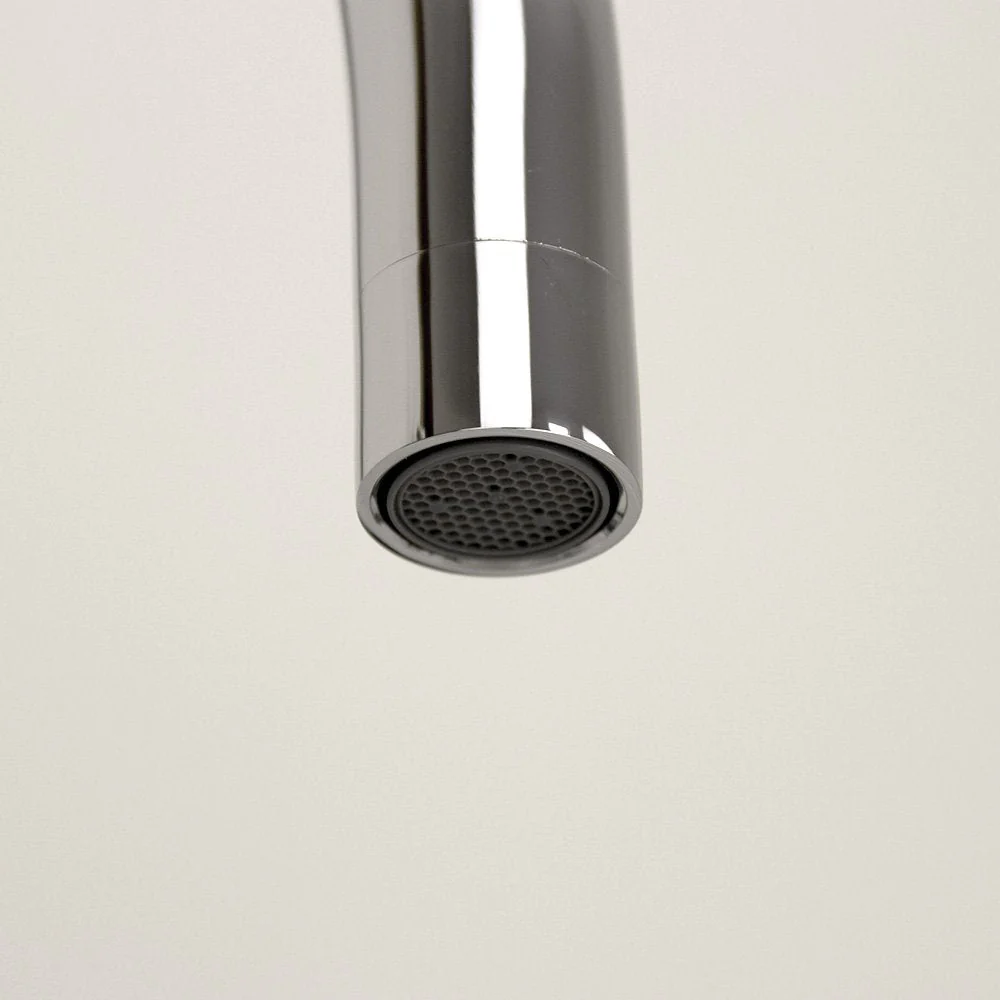 Astini Cosmopolitan Twin Lever Kitchen Sink Mixer Tap with Brushed Steel and Chrome Finish - Image 4
