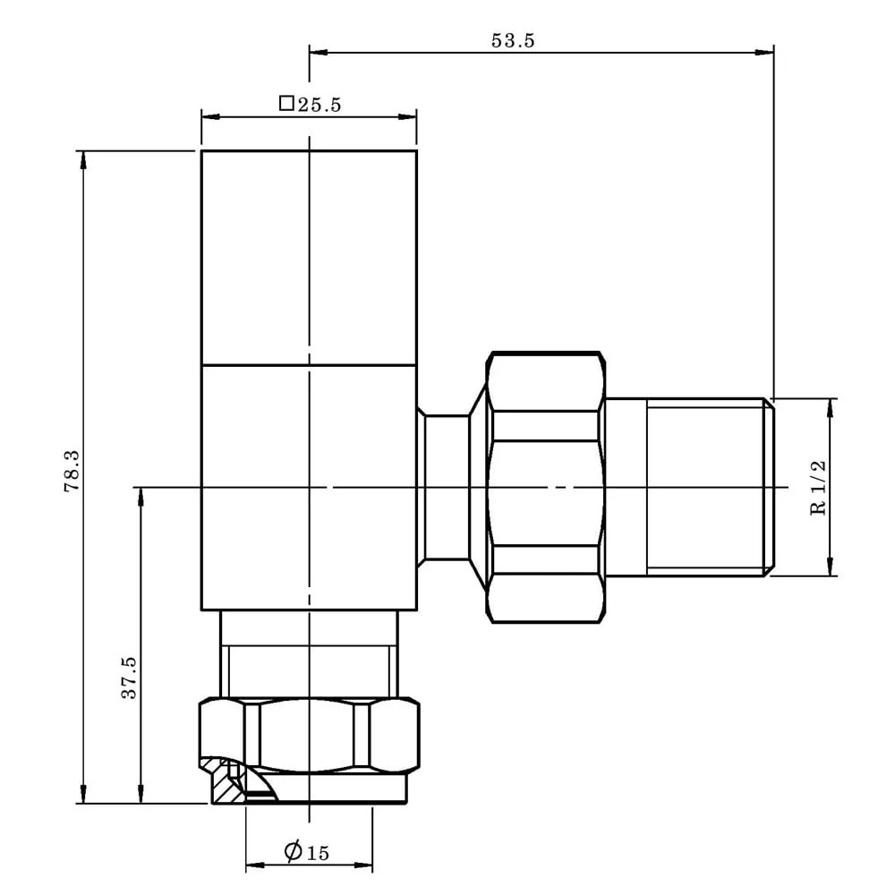 Astini Cubic Anthracite Angled Radiator Valves TIS0164 - Image 2