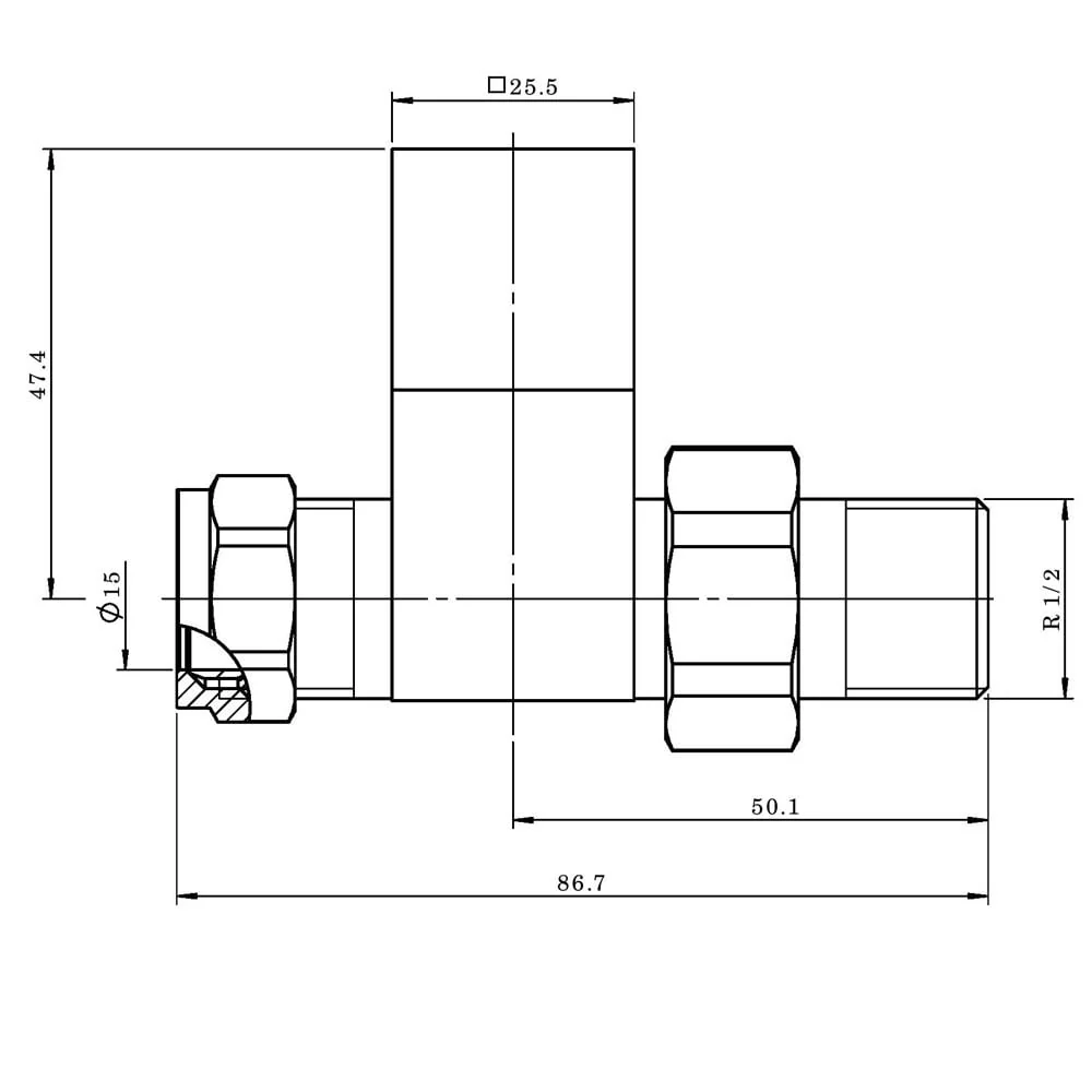 Astini Cubic Black Straight Radiator Valves TIS0170 - Image 2