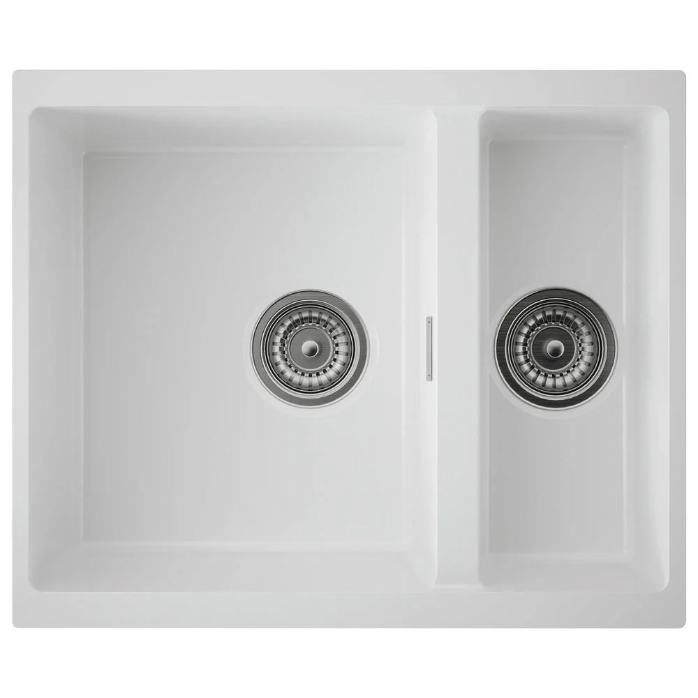 Astini Dante 1.5 Bowl Ceramic White Reversible Undermount Kitchen Sink & Waste - Image 4