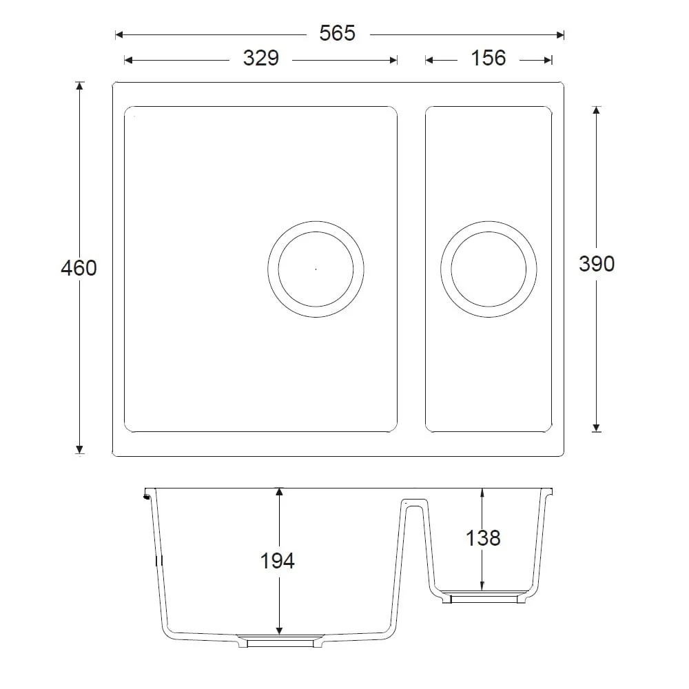 Astini Dante 1.5 Bowl Ceramic White Reversible Undermount Kitchen Sink & Waste - Image 5