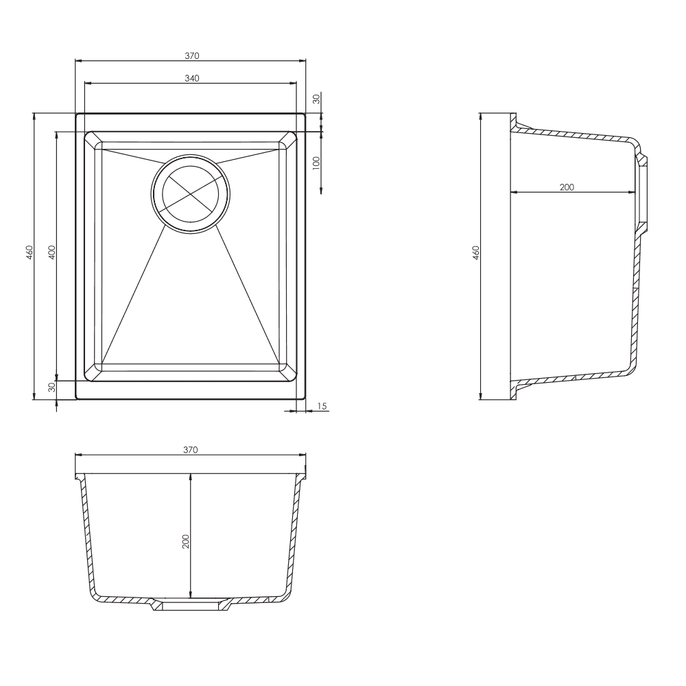 Astini Dante 340 1.0 Bowl Granite Undermount Kitchen Sink & Waste - Image 6