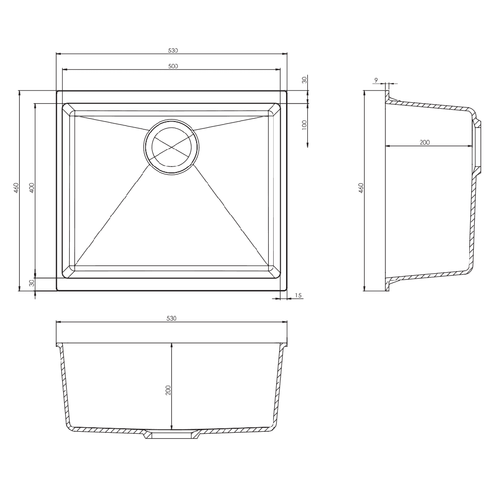Astini Dante 500 1.0 Bowl Granite Undermount Kitchen Sink & Waste - Image 6