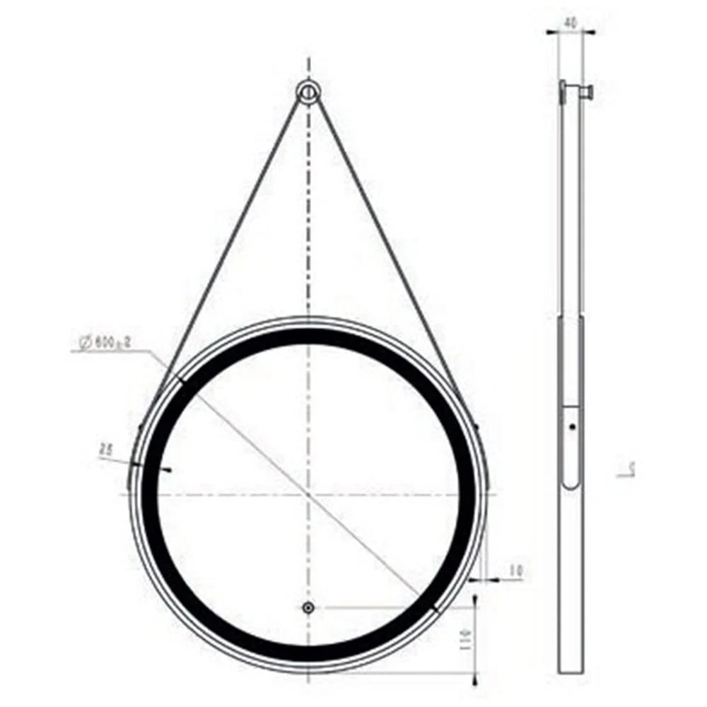 Astini Delilah Orca Brushed Brass LED Touch Mirror Hanging Hook & Loop 600mm - Image 2