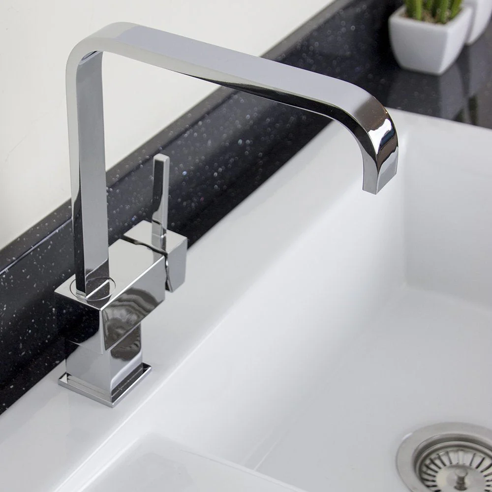 Astini Desire 100 1.0 Bowl Gloss White Ceramic Kitchen Sink, Waste & 5E Tap - Image 3
