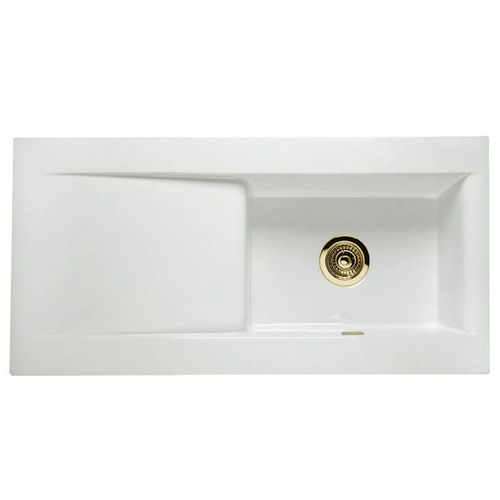 Astini Desire 100 1.0 Bowl Gloss White Ceramic Kitchen Sink with Waste Options - Image 6
