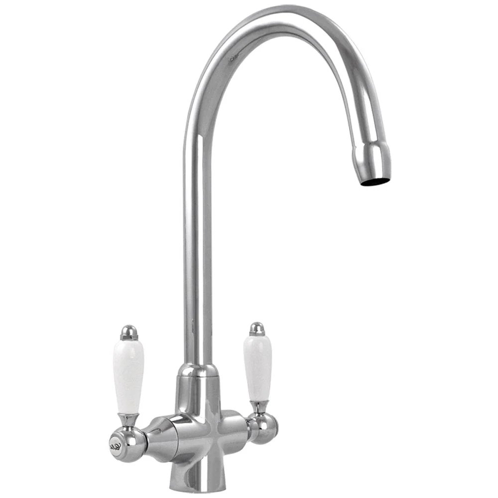 Astini Desire 100 1 Bowl White Ceramic Kitchen Sink with Waste & Colonial Tap - Image 9