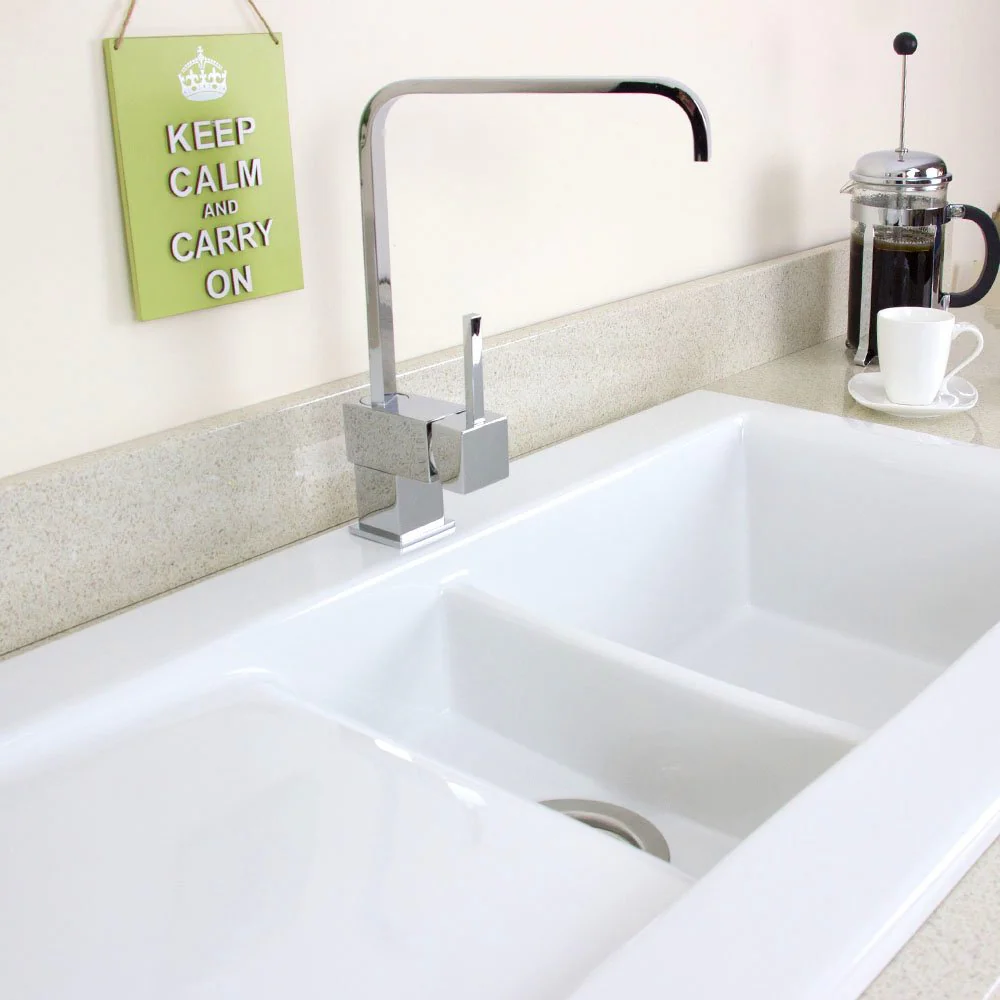 Astini Desire 150 1.5 Bowl Gloss White Ceramic Kitchen Sink, Waste & 5E Tap - Image 3