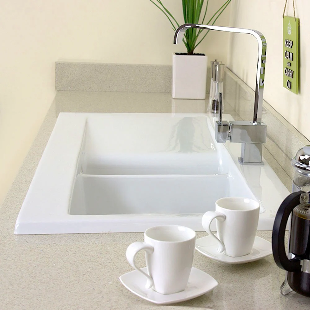 Astini Desire 150 1.5 Bowl Gloss White Ceramic Kitchen Sink, Waste & 5E Tap - Image 4