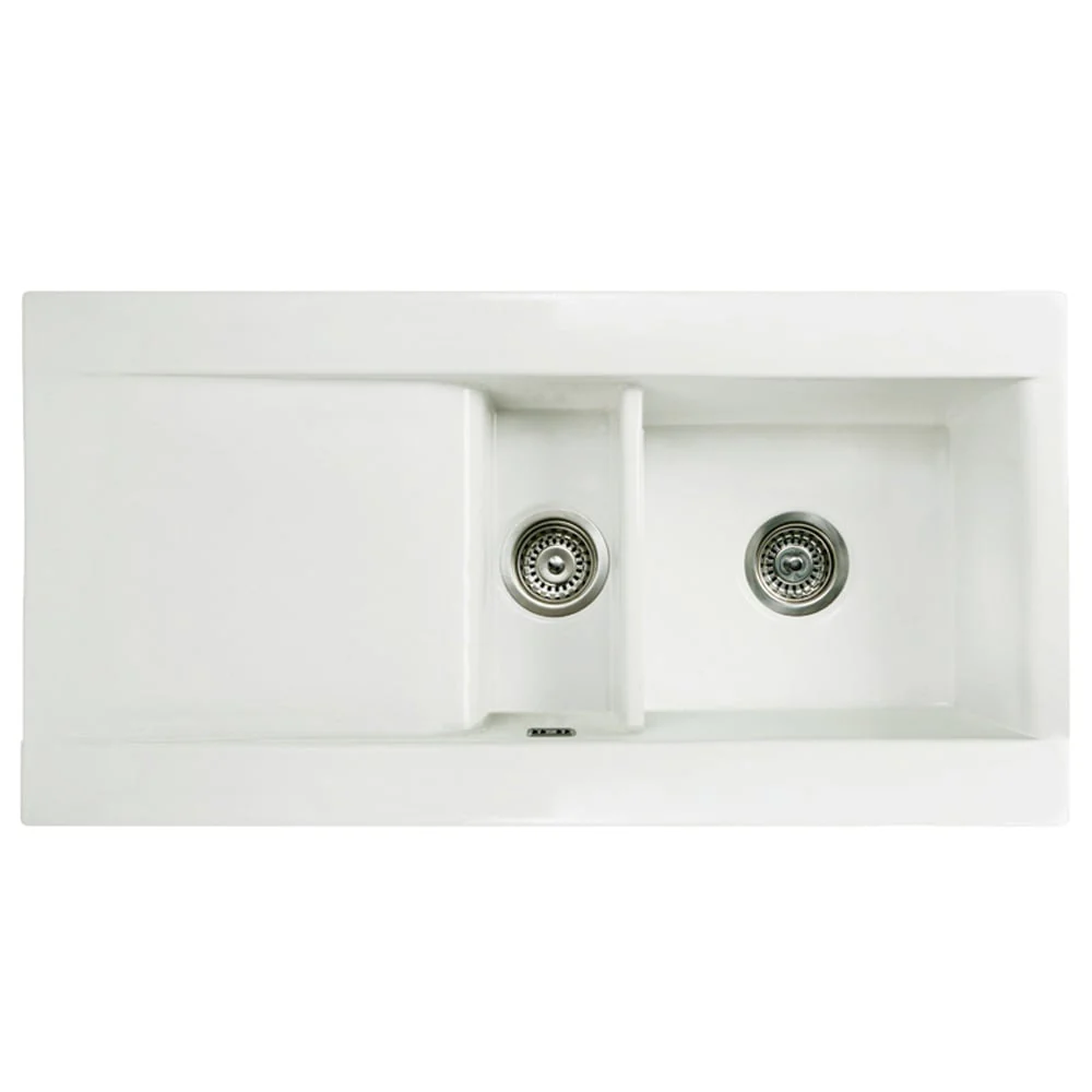 Astini Desire 150 1.5 Bowl Gloss White Ceramic Kitchen Sink, Waste & 5E Tap - Image 7
