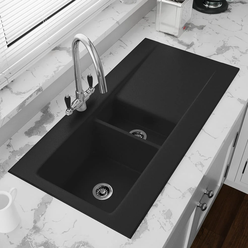 Astini Desire 150 1.5 Bowl Matt Ceramic Kitchen Sink & Waste - Image 2