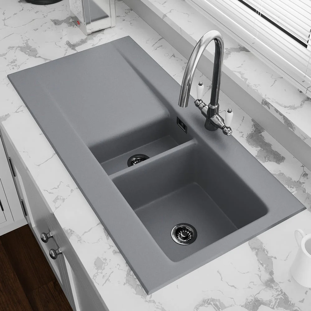 Astini Desire 150 1.5 Bowl Matt Ceramic Kitchen Sink & Waste - Image 3