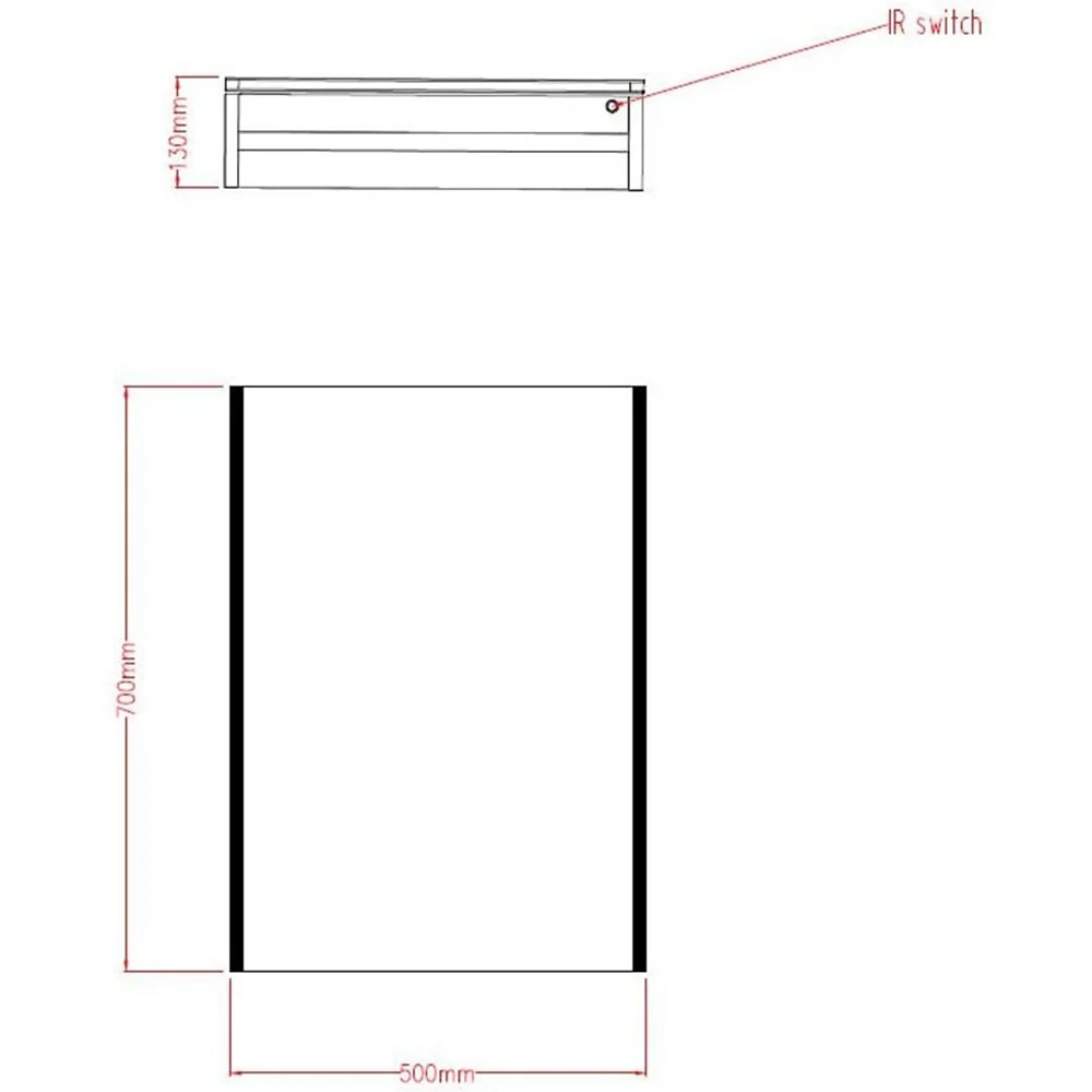 Astini Eden Single Door LED Side Strips Mirror Cabinet 500x700mm - Image 2