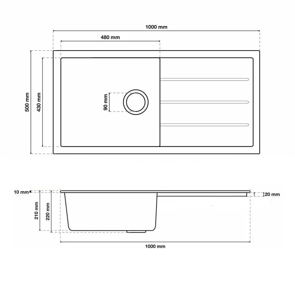 Astini Elmo 100L 1.0 Bowl Granite Reversible Kitchen Sink & 5E Tap - Image 11