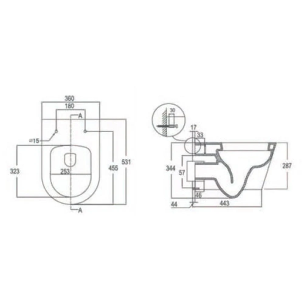 Astini Ferrara Plus Wall Hung Rimless Back To Wall D-Shape Toilet Pan & Seat - Image 2