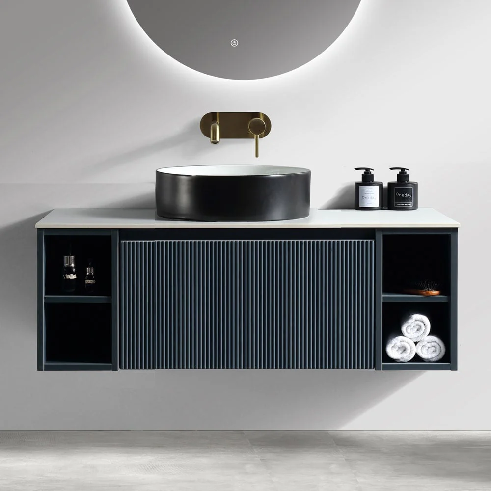 Astini Flauto 1000mm Wall Hung 2 Side Storage Vanity Unit With Counter Top - Image 2