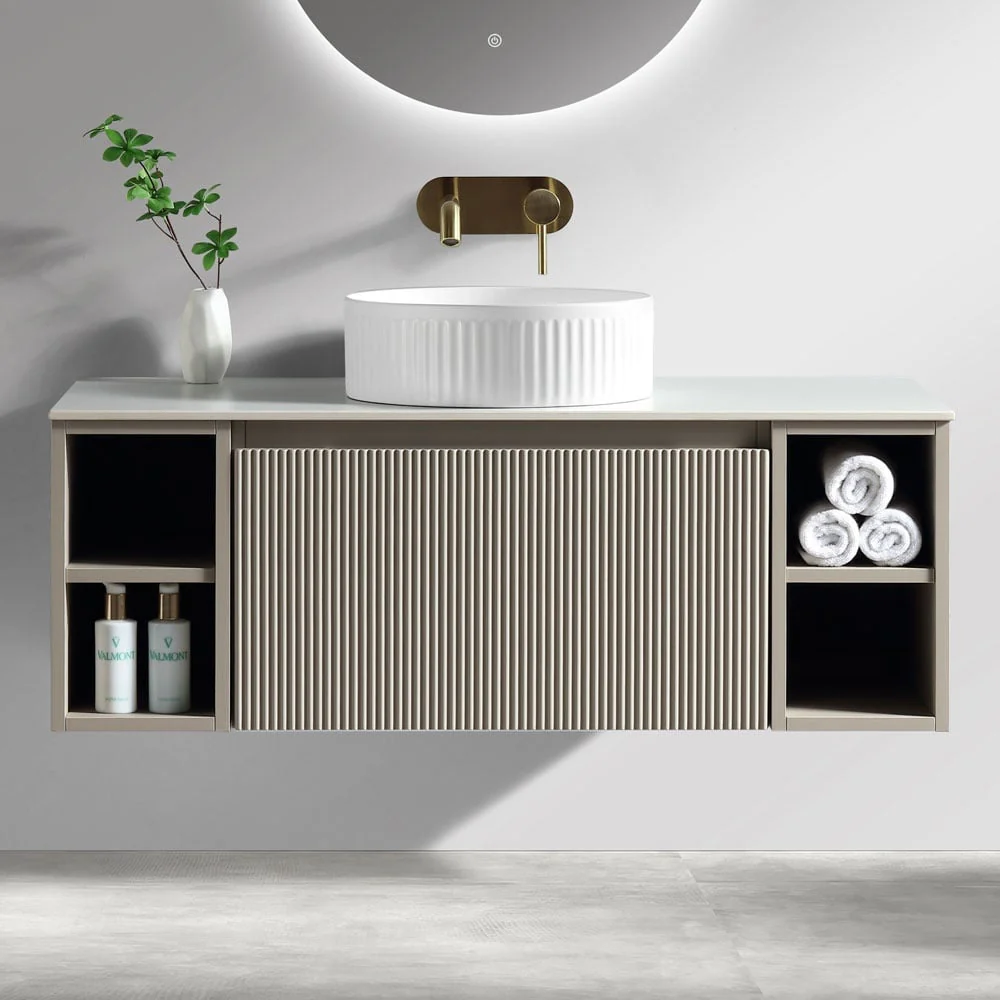 Astini Flauto 1000mm Wall Hung 2 Side Storage Vanity Unit With Counter Top - Image 4