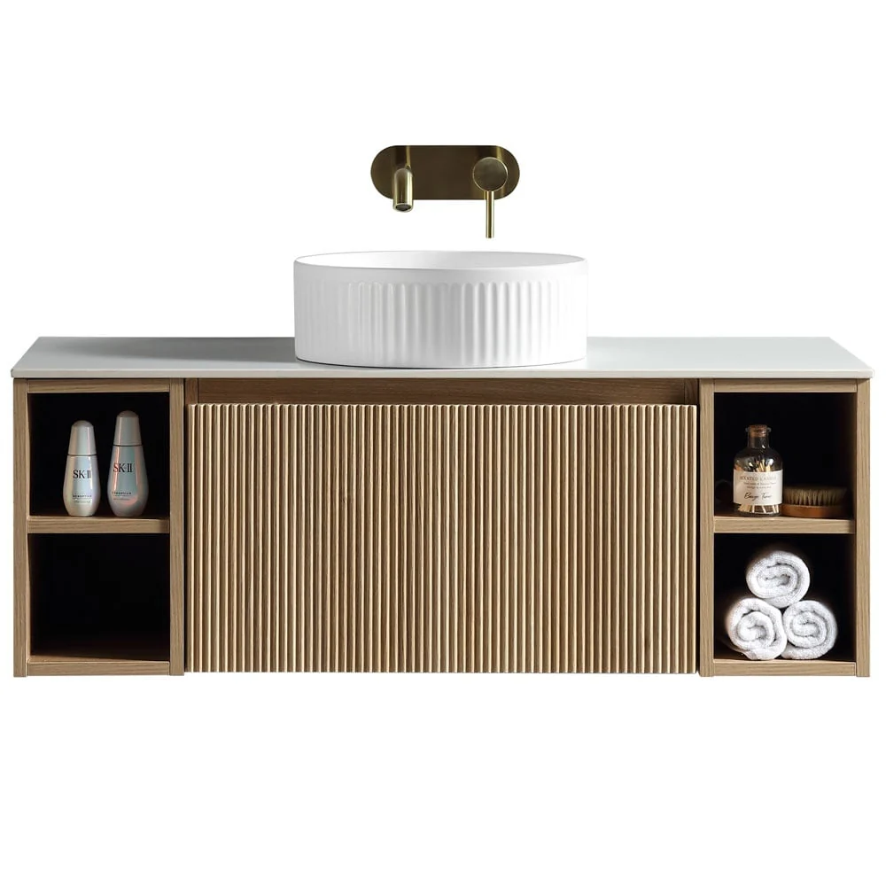 Astini Flauto 1000mm Wall Hung 2 Side Storage Vanity Unit With Counter Top - Image 7
