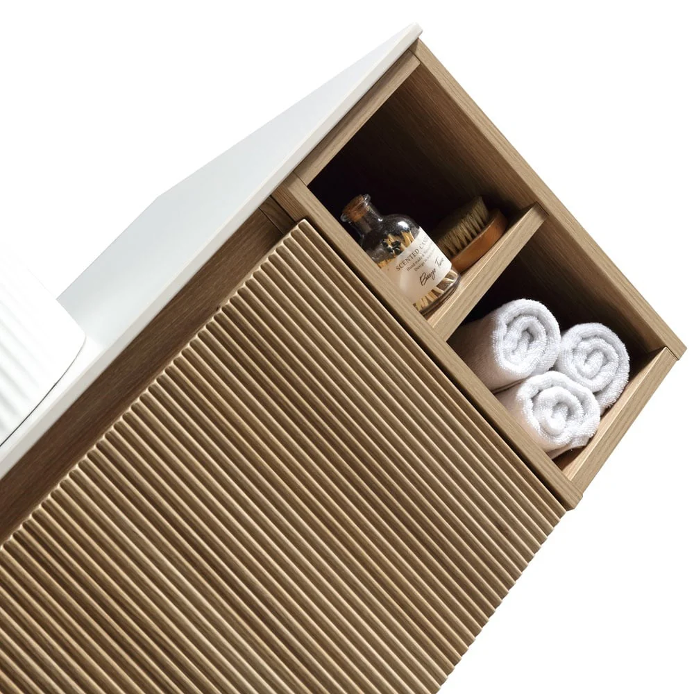 Astini Flauto 1000mm Wall Hung 2 Side Storage Vanity Unit With Counter Top - Image 9