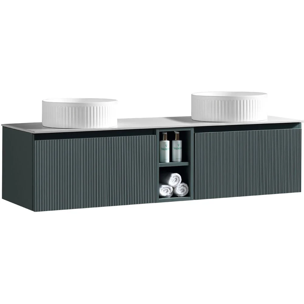Astini Flauto 1400mm Wall Hung Double Vanity W/ Storage Box & Counter Top - Image 14