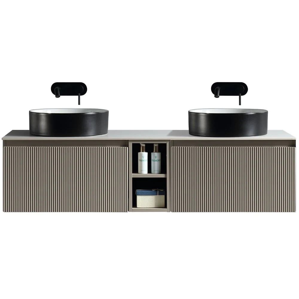 Astini Flauto 1400mm Wall Hung Double Vanity W/ Storage Box & Counter Top - Image 16