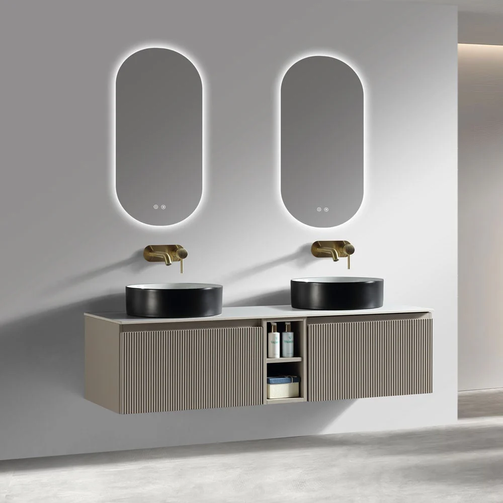 Astini Flauto 1400mm Wall Hung Double Vanity W/ Storage Box & Counter Top - Image 19