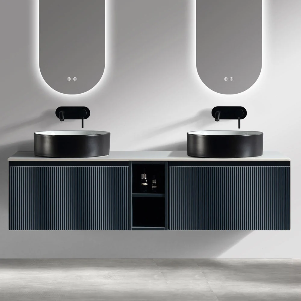 Astini Flauto 1400mm Wall Hung Double Vanity W/ Storage Box & Counter Top - Image 2
