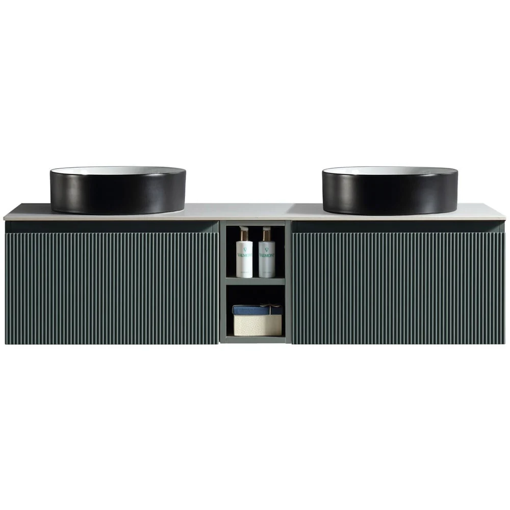 Astini Flauto 1400mm Wall Hung Double Vanity W/ Storage Box & Counter Top - Image 3