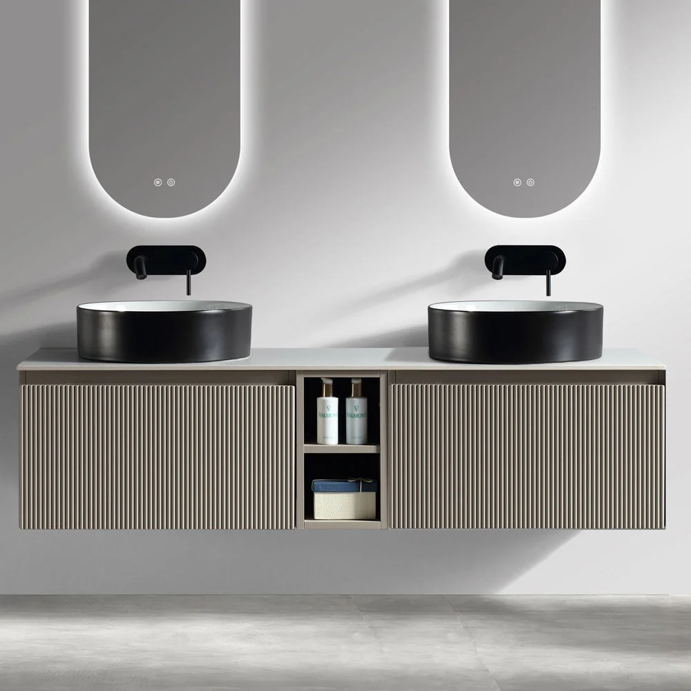 Astini Flauto 1400mm Wall Hung Double Vanity W/ Storage Box & Counter Top - Image 4