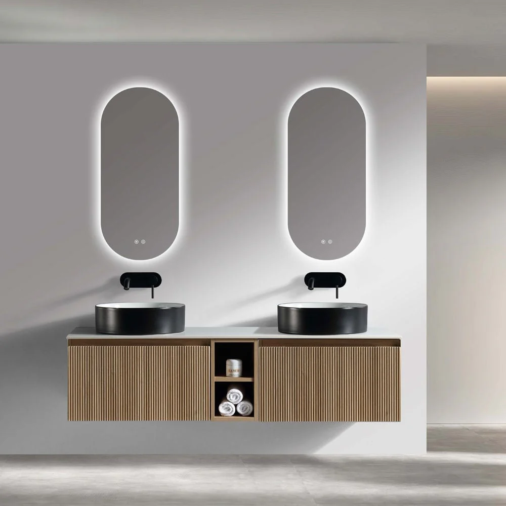 Astini Flauto 1400mm Wall Hung Double Vanity W/ Storage Box & Counter Top - Image 6