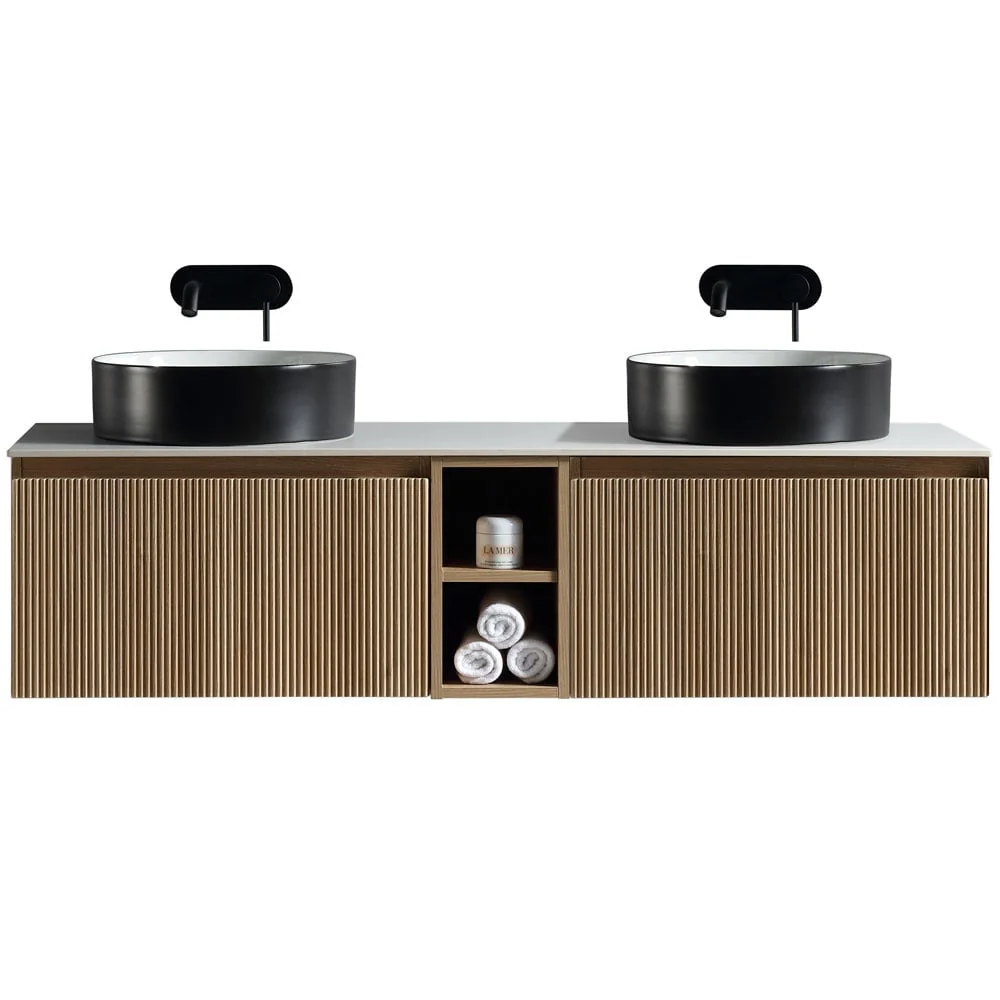 Astini Flauto 1400mm Wall Hung Double Vanity W/ Storage Box & Counter Top - Image 7