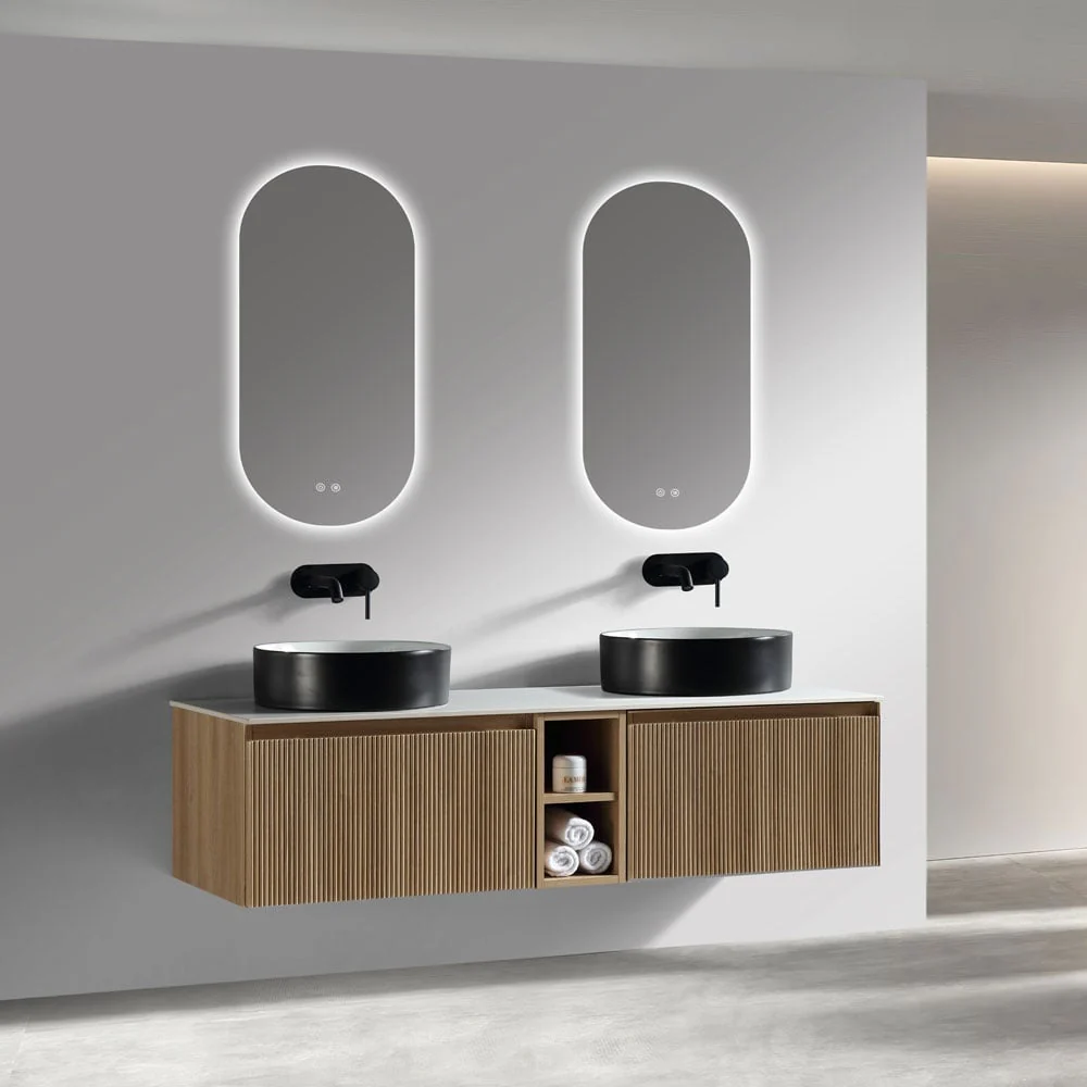 Astini Flauto 1400mm Wall Hung Double Vanity W/ Storage Box & Counter Top - Image 9