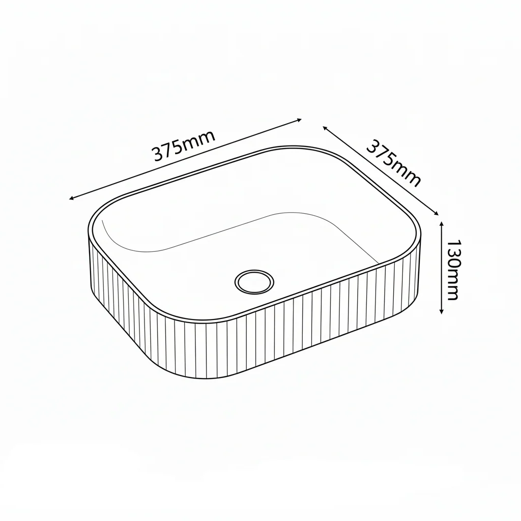 Astini Flauto 405x405 Fluted Gloss White Square Countertop Basin - Image 3