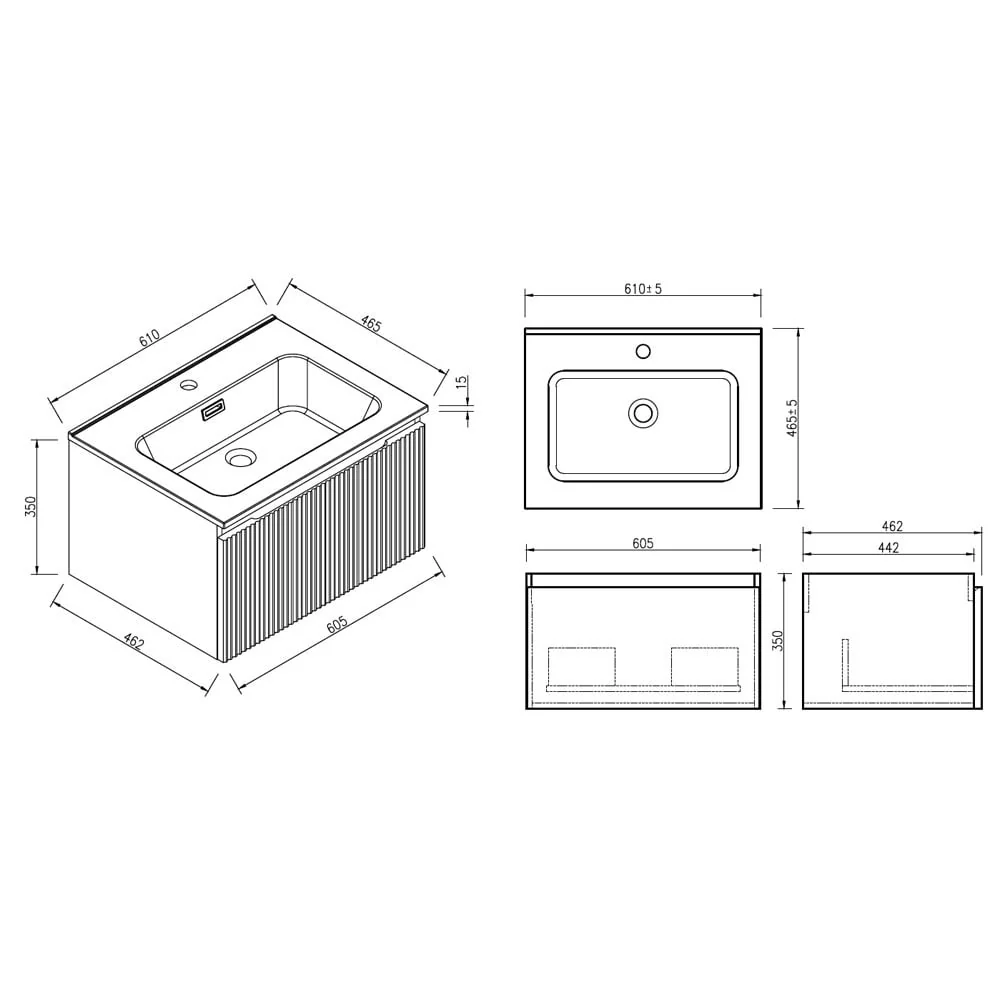 Astini Flauto 600 Wall Hung Vanity Unit & Basin - Image 19
