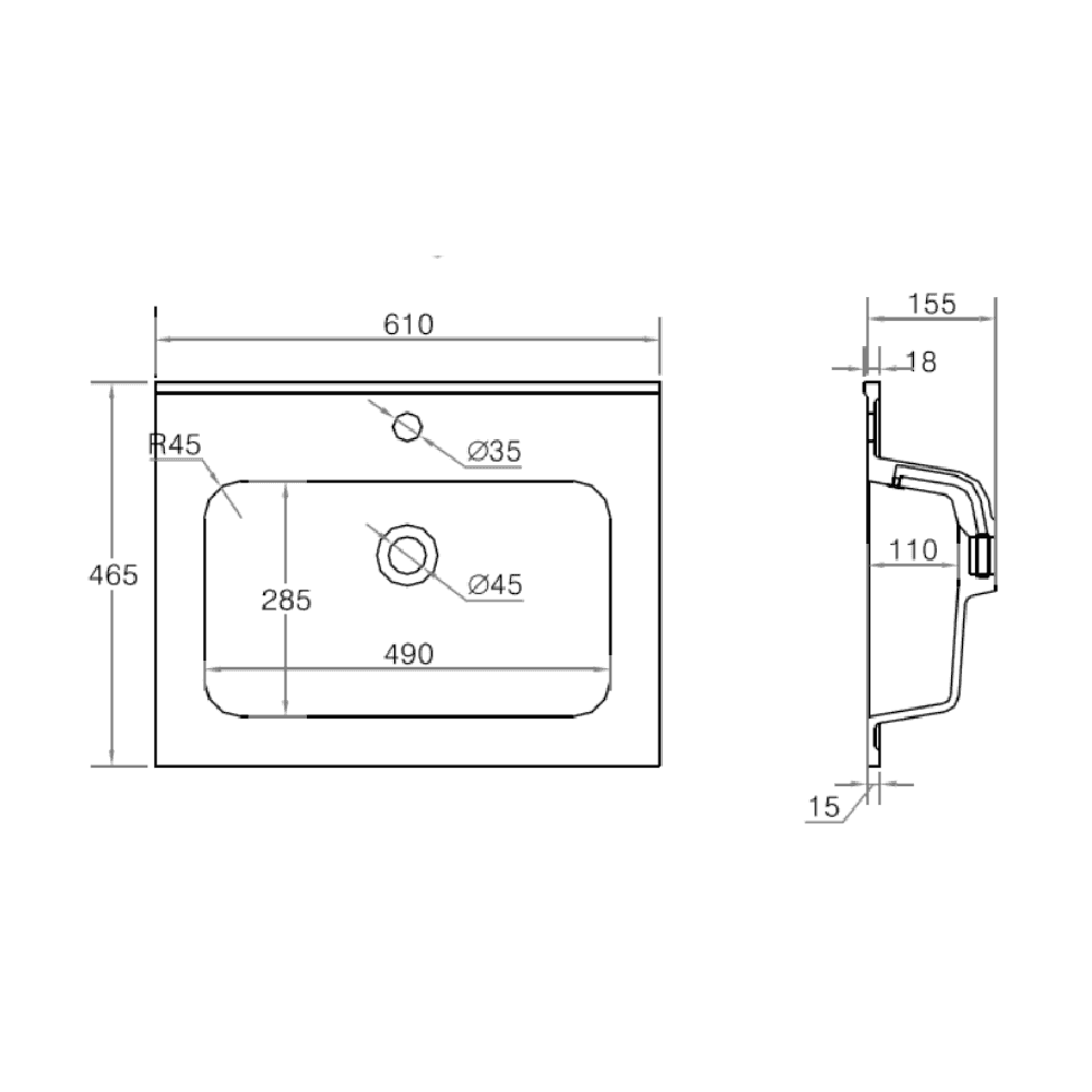 Astini Flauto 600 Wall Hung Vanity Unit & Basin - Image 7
