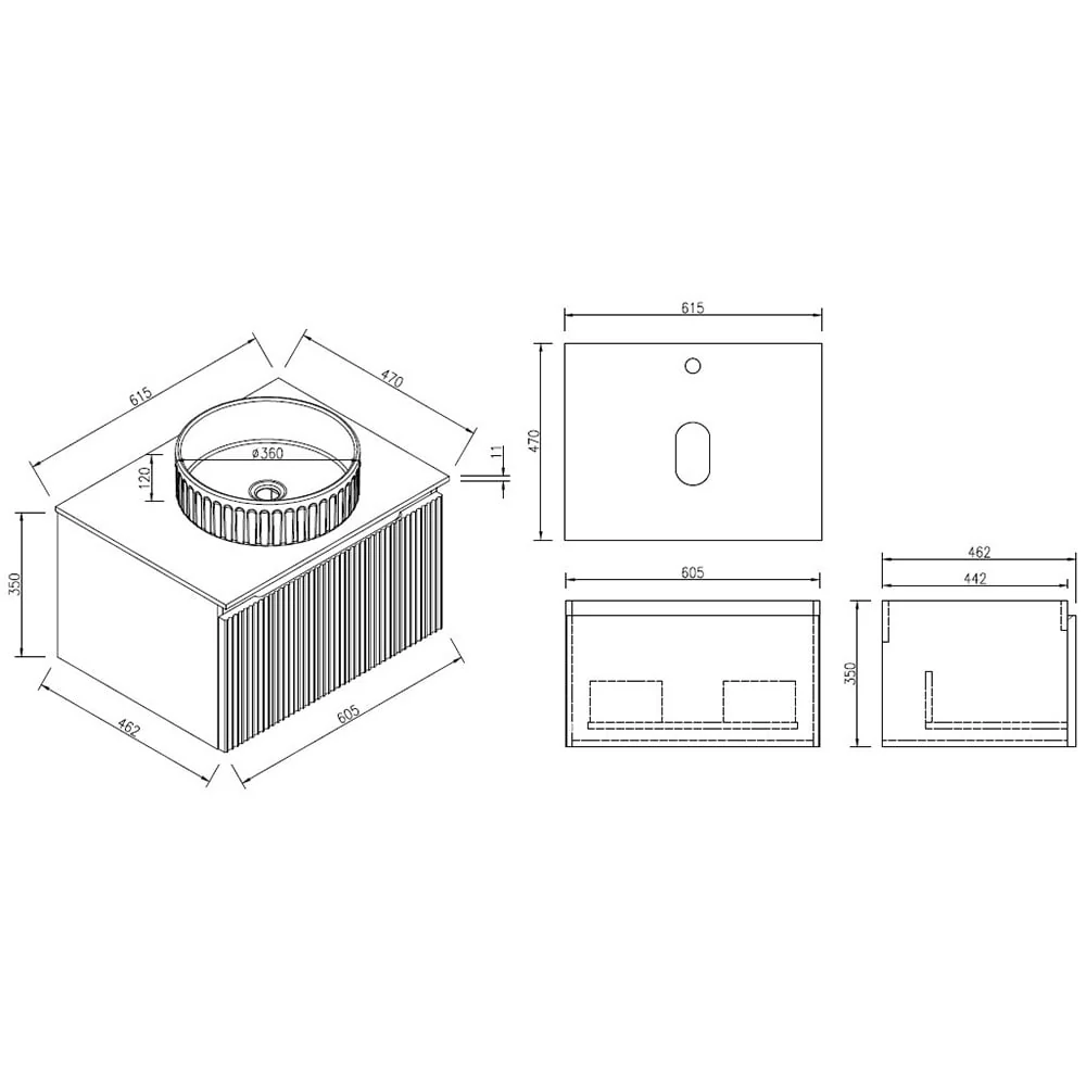 Astini Flauto 600mm Wall Hung Vanity Unit With Counter Top - Image 5