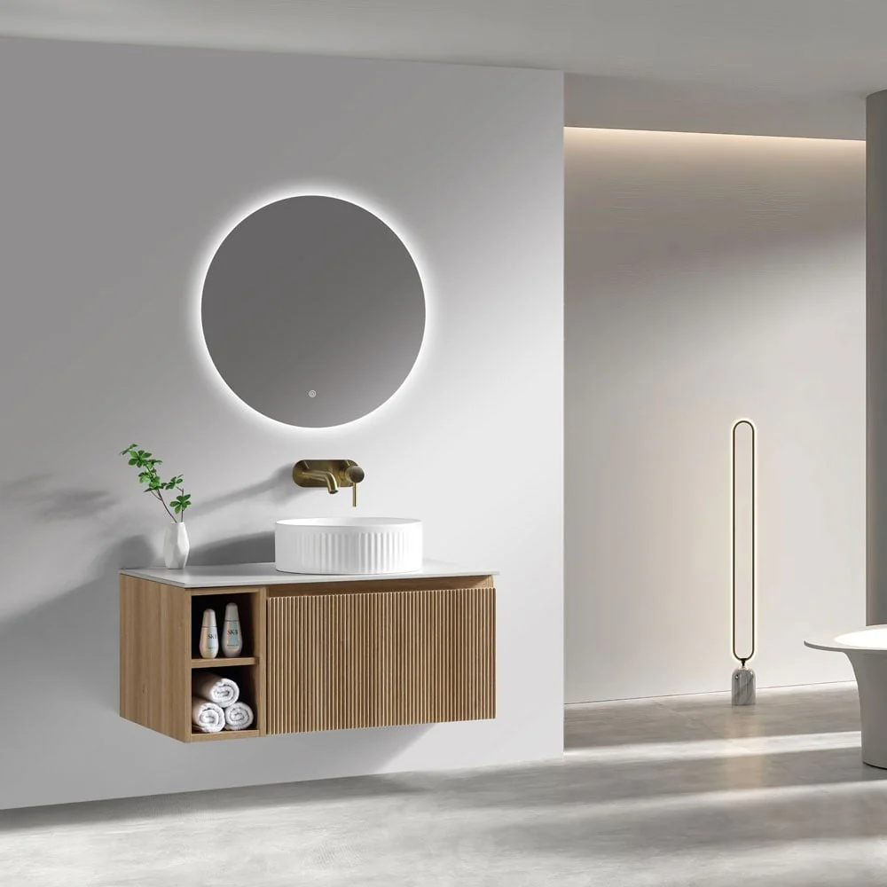 Astini Flauto 800mm Wall Hung Vanity Unit W/ Side Storage & RH Counter Top - Image 10