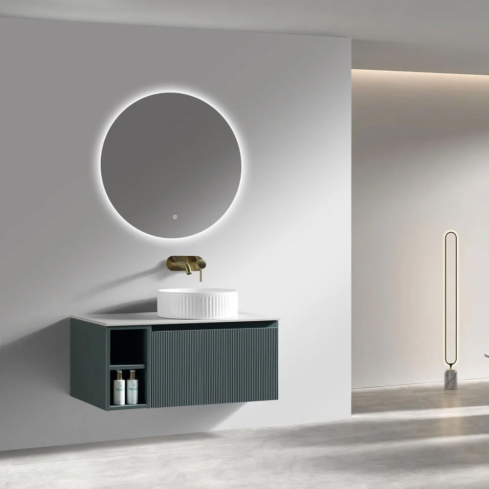 Astini Flauto 800mm Wall Hung Vanity Unit W/ Side Storage & RH Counter Top - Image 11