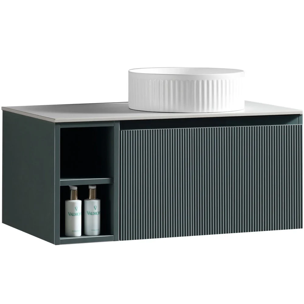 Astini Flauto 800mm Wall Hung Vanity Unit W/ Side Storage & RH Counter Top - Image 13
