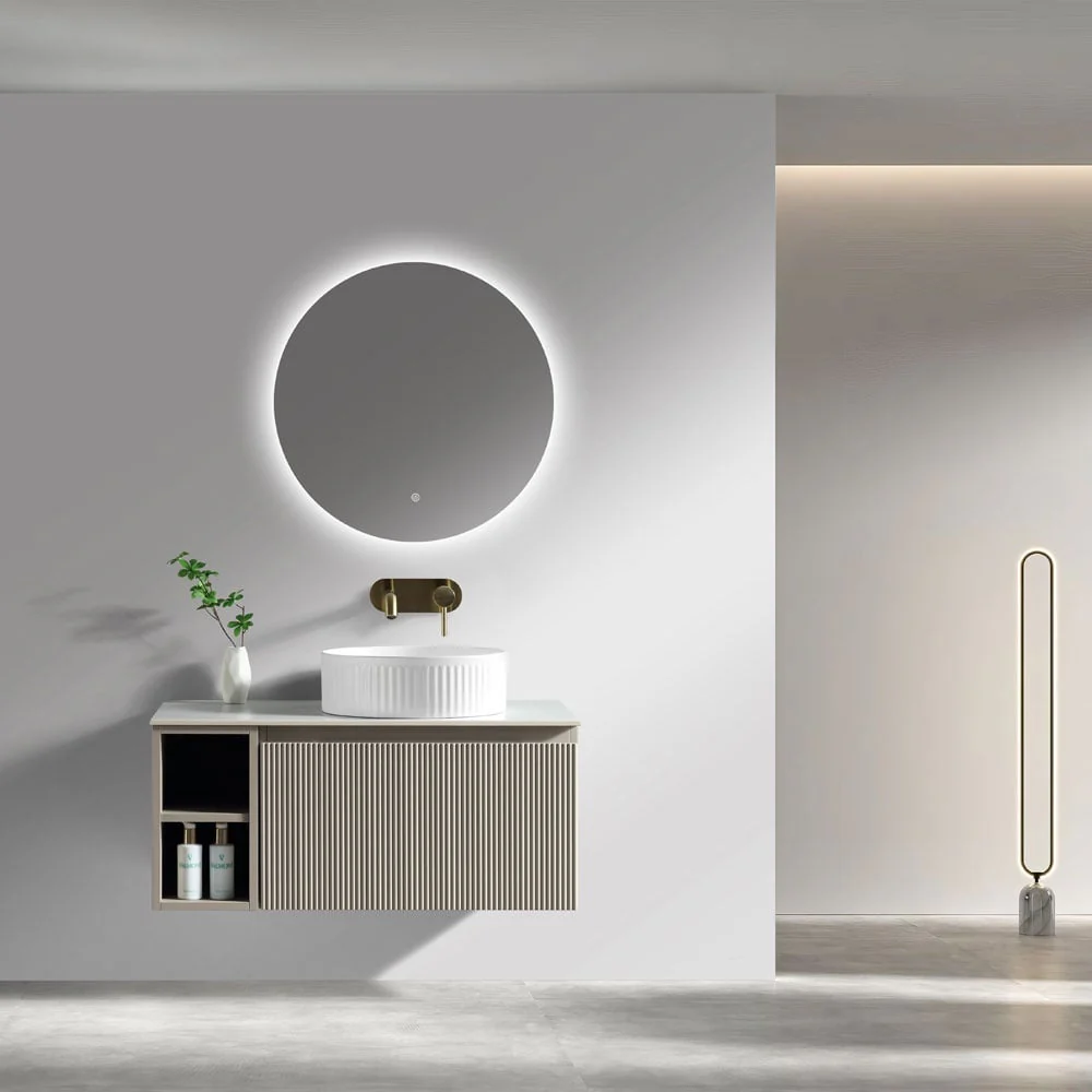 Astini Flauto 800mm Wall Hung Vanity Unit W/ Side Storage & RH Counter Top - Image 14