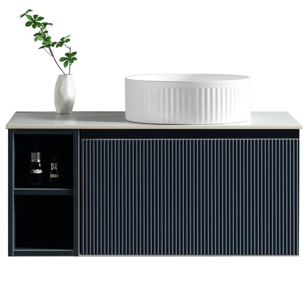 Astini Flauto 800mm Wall Hung Vanity Unit W/ Side Storage & RH Counter Top - Image 2