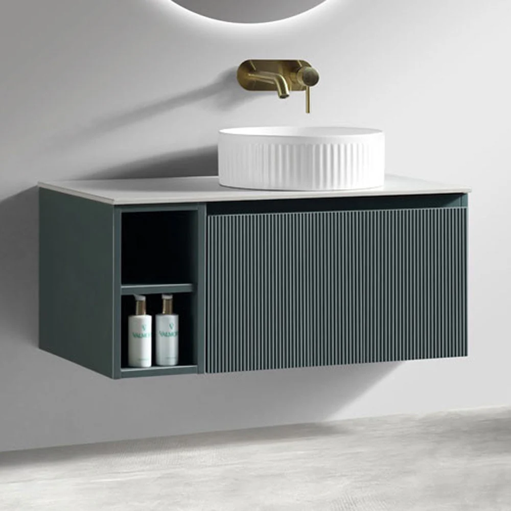 Astini Flauto 800mm Wall Hung Vanity Unit W/ Side Storage & RH Counter Top - Image 3