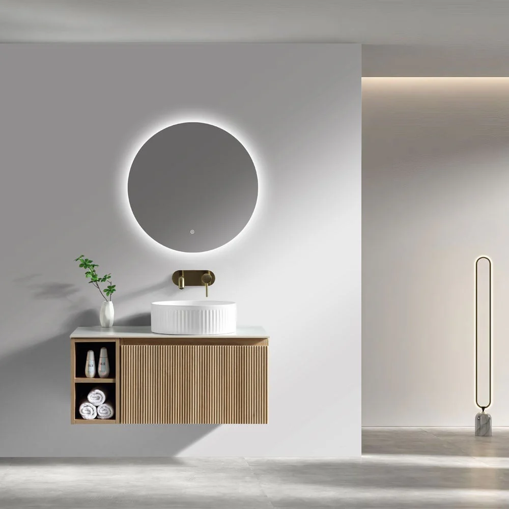 Astini Flauto 800mm Wall Hung Vanity Unit W/ Side Storage & RH Counter Top - Image 6